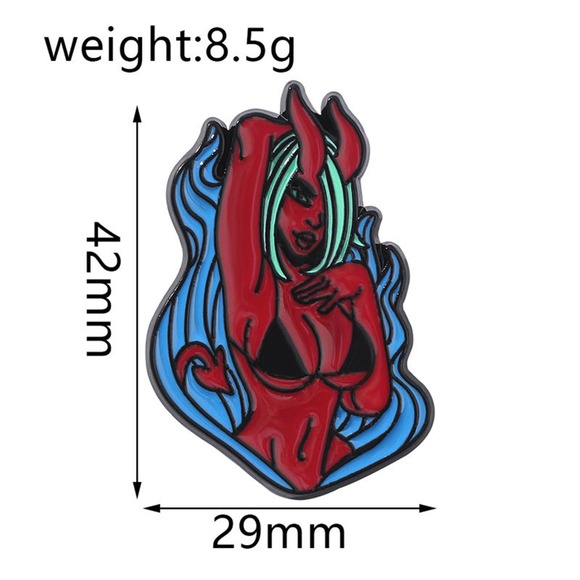 COPY - Sexy Devil Girl Enamel Pins 56 - Picture 4 of 4